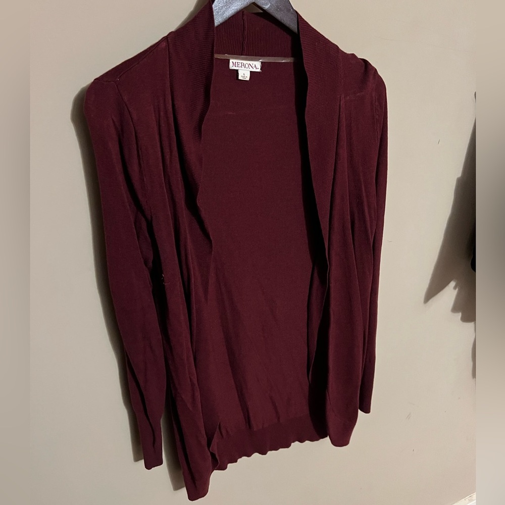Dark red open front cardigan size L Merona